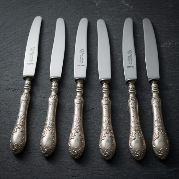 Solingen Hugo Koller Silverplate Other - Set of 6 Vintage Hugo Köller Solingen Rostfrei Silverplate Fruit Knives Germany